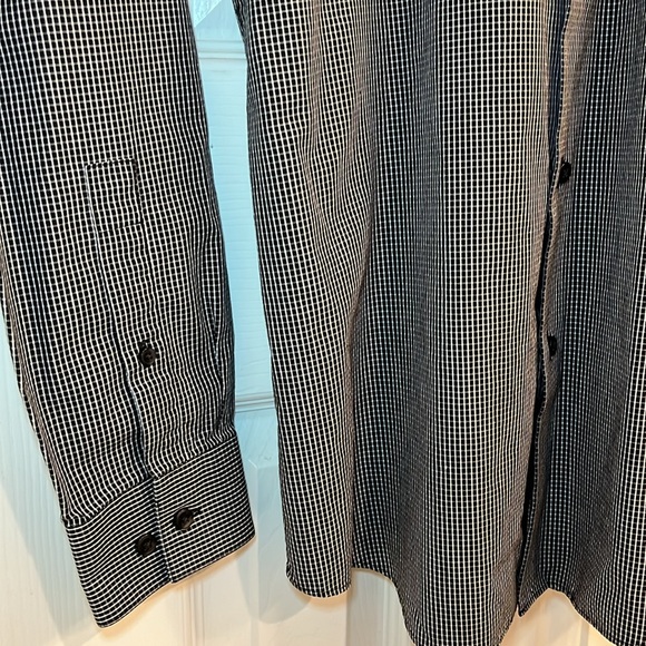 Men’s Black check slim fit button up shirt 15-1/2 34/35 - Picture 4 of 11